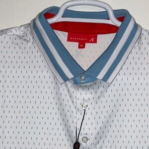REDVANLY GOLF PERFORMANCE CARVER BRIGHT WHITE BLUE COLLAR POLO SHIRT SIZE XL NWT